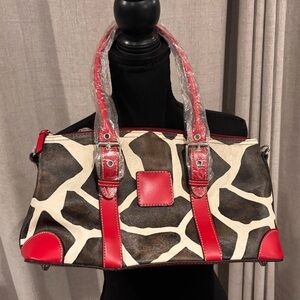 Red Brown Giraffe Women's Bag